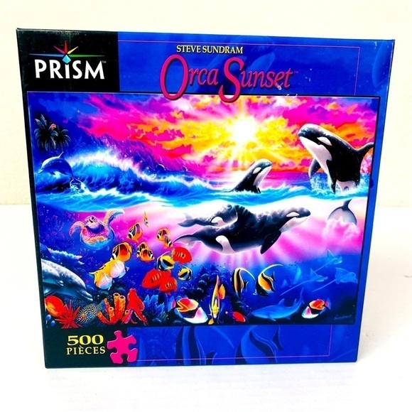 Prism Orca Sunset By Steve Sundram 500 Piece Puzzle Sealed - Picture 1 of 6